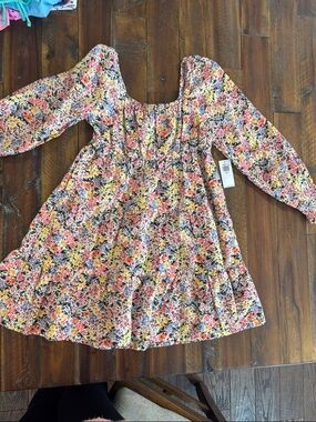 Old Navy Floral Peasant Dress - Pink Yellow Black